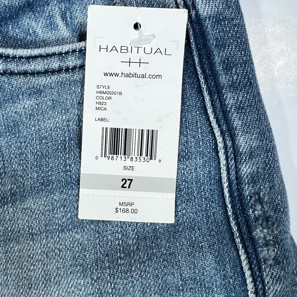 Habitual Pace High Rise Slim Straight Jeans 27 Light Wash Cropped Slit Hem - Picture 8 of 16
